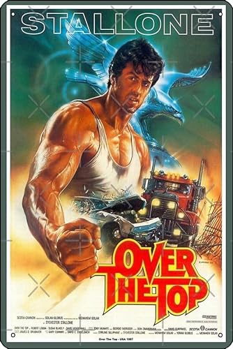 Filmposter "Over the Top" von Sylvester Stallone, Kunstdruck, Metall-Blechschild, 30,5 x 20,3 cm, lustige Männerhöhle, Zuhause, Büro, Bar, Dekoration von Oedrtqi