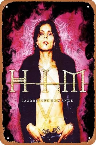 Him Band Tee Razorblade Romance Cover Heartagram Him Logo Poster 20,3 x 30,5 cm Vintage Metall Blechschild Home Bar Man Cave Wanddekoration von Oedrtqi