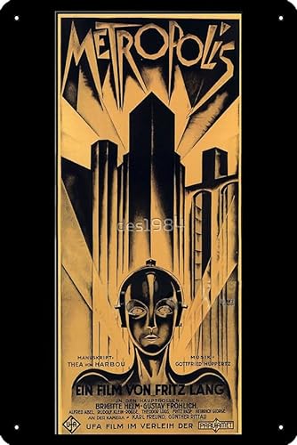 Metropolis – Fritz Lang, Filmkunstdruck, Metall-Blechschild, Plakette, Männerhöhle, Wand, 20,3 x 30,5 cm, Wanddekoration von Oedrtqi