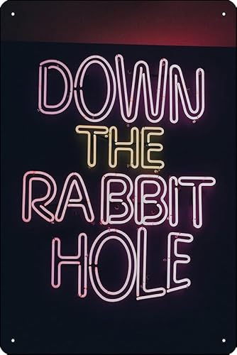 Oedrtqi Down The Rabbit Hole Kunstdruck, lustiges Metall-Blechschild für Zuhause, Küche, Bar, Zimmer, Garage, Dekoration, 20,3 x 30,5 cm von Oedrtqi