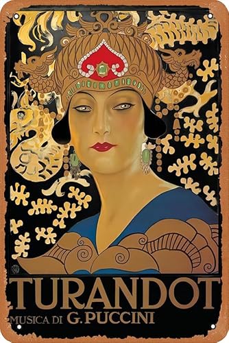 Old Opera Poster Puccini, Turandot Poster Retro Metall Blechschild 20,3 x 30,5 cm Home Bar Man Cave Vintage Wanddekoration von Oedrtqi