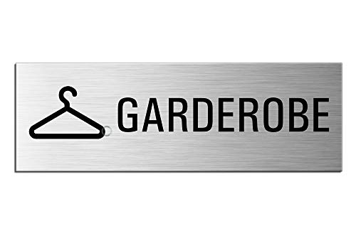 OFFORM DESIGN Schild - Garderobe | Türschild 240 x 80 mm Aluminiumschild selbstklebend Nr.26035-S von OFFORM DESIGN