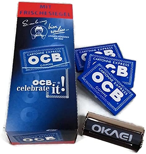 OCB Blau Gummizug 25 Hefte á 100 Blatt Blättchen + Okaei Drehmaschine von Okaei