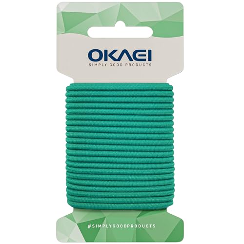 OKAEI Gummikordel 4mm x 5m - Hochwertiges Gummiseil in Grün, Flexibles Gummiband/Hutgummi/Rundgummi - Ideal für DIY Projekte und Handwerk von Okaei