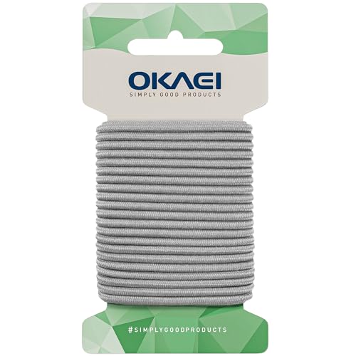 OKAEI Gummikordel 5mm x 1m - Hochwertiges Gummiseil in Silber, Flexibles Gummiband/Hutgummi/Rundgummi - Ideal für DIY Projekte und Handwerk von Okaei