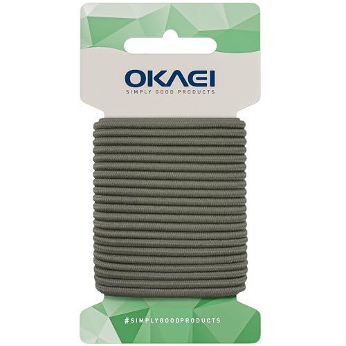 OKAEI Gummikordel 4mm x 5m - Hochwertiges Gummiseil in Khaki, Flexibles Gummiband/Hutgummi/Rundgummi - Ideal für DIY Projekte und Handwerk von Okaei