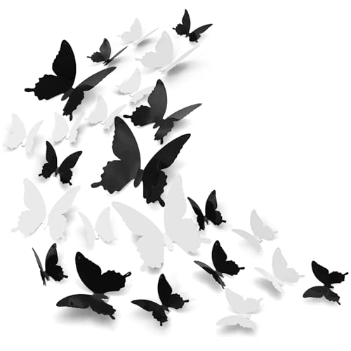 48 Stück 3D Schmetterling Wanddekor,Butterfly Wandsticker Abnehmbare Schmetterlinge Set Wandaufkleber Aufkleber,DIY Wandkunst Handwerk für Raumdekoration Kinderzimmer Hochzeit Party von Okoss