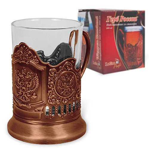 Olymp Teeglashalter mit Wappen von Russland Bronze (mit Teeglas 200 ml) von OLYMP