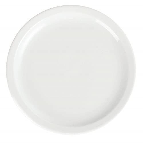 Olympia Whiteware Teller-Set mit schmalem Rand, 230 mm (12 Stück), weißes, superverglastes Porzellan, kleine Speiseteller, mikrowellen-, spülmaschinen- und gefriergeeignet, CB489 von Olympia