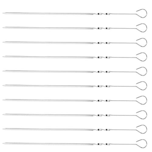 Grillschild Stahlnadel, langlebig, 10 Stück, poliert, gebogener Haken, flaches Schild, Grillnadel für Garnelen von Omabeta