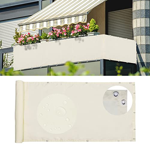 Ommda Balkon Schtschutz Stoff Wasserdicht UV Schutz 95% Sonnenschutz Zaun Sichtschutz Windschutz mit Nylonseilseil und Kabelbinder HDPE 185 g/m²,Beige,0.9x10m Nach Mass von Ommda