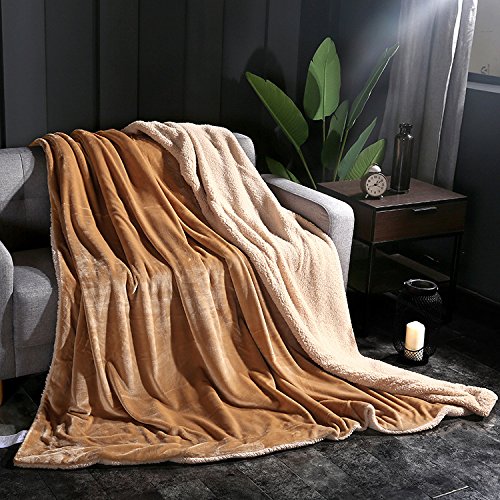 Ommda Flauschige Kuscheldecke Winter Flanell Decke Warm Leichte Decke Wolle Super Weiche Überwurf für Zuhause Sofa Couch Bett Kamel 150x200cm von Ommda