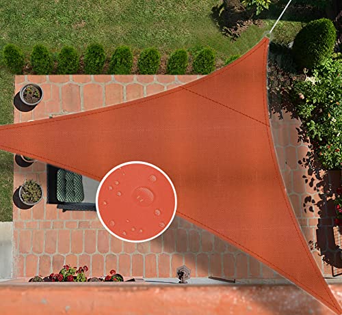 Ommda Sonnensegel Dreieckig Oxfordgewebe 95% Sonnencreme Sonnenschutz Garten Balkon und Terrasse Wasserdicht UV Schutz Mandarine 5x5x5m von Ommda