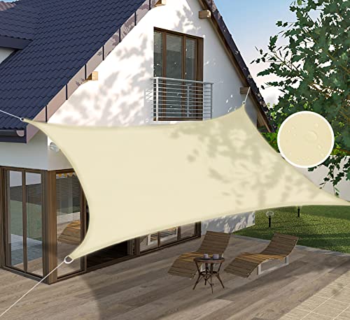 Ommda Sonnensegel Rechteckig Oxfordgewebe HDPE Wasserdicht UV Schutz 95% Sonnencreme Sonnenschutz Garten Balkon und Terrasse Beige 4x4m von Ommda