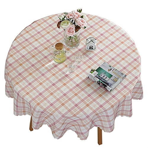 Ommda Tischdecke Wasserabweisend Leinen Abwaschbar Blumendruck Tischdecke Rund für Runde Tabelle 160cm Durchmesser Rosa von Ommda