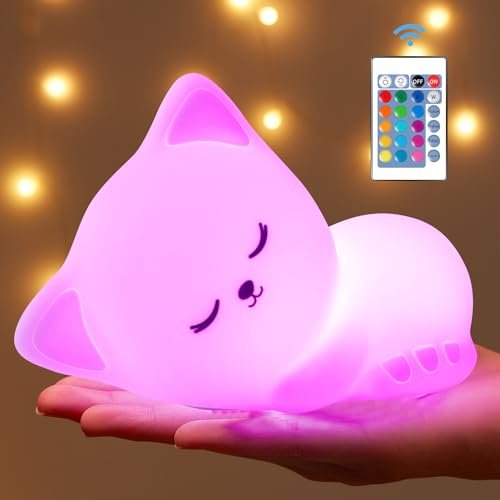 Nachtlicht Kinder Nachtlicht Baby, Kawaii Deko, 16 Farben, Stilllicht Dimmbar, USB Wiederaufladbar Babyzimmer von One Fire