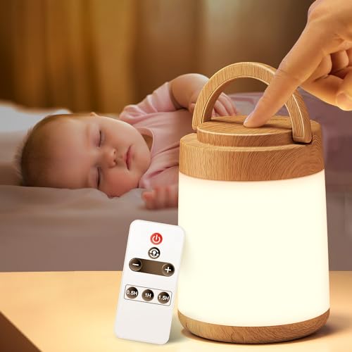 One Fire Nachttischlampe Touch Dimmbar, 10 Farben 8 Helligkeit Nachtlicht Kinder, Wiederaufladbare Nachtlicht Batterie, Nachtlampe Kinderzimmer Babyzimmer mit Fernbedienung von One Fire