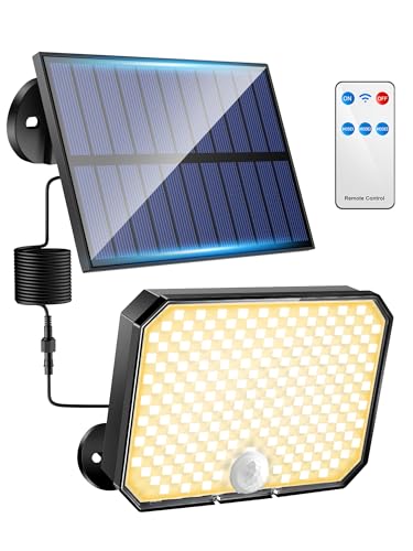 One Fire Solarlampen für Außen, 190 LED 3000k Warmes Licht Solarlampen für Außen mit Bewegungsmelder,3 Modi Solarleuchten für Außen, IP65 Wasserdicht Solarlampen für Außen Garten mit Fernbedienung von One Fire