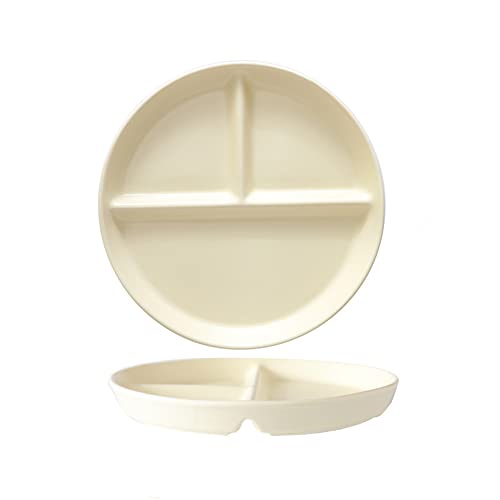 OnePine Menüteller Geteilt Porzellan, Dessertteller Salatteller Teller 3 Geteilt, Portionskontrolle Teller Keramik für Abnehmen von OnePine