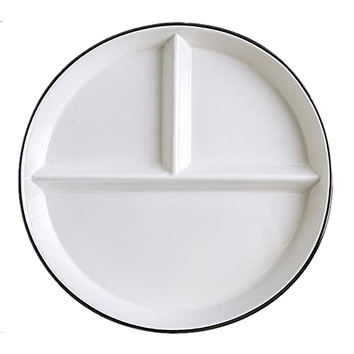 OnePine Porzellan Servierplatten, Dessertteller Salatteller mit 3 Fächern, Geteilte Platte servierteller keramik für Kinder und abnehmen von OnePine