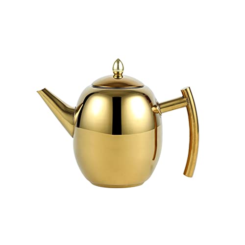 OnePine Teekanne Edelstahl 1 Liter, Kaffeekanne mit Filter, Teebereiter für Losen Tee, Spülmaschinenfest (Gold) von OnePine