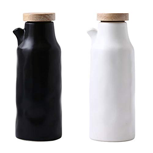 Onepine 2 x Keramik-Ölspenderflasche, 400 ml Ölflasche, kein Tropfen, Ölbehälter für Oliven, Gewürzbehälter mit Deckel von Onepine