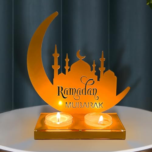 Ramadan Deko Kerzenständer Metall, Ramadan Dekoration Tisch, Eid Mubarak Dekoration, Ramadan Geschenke Teelichthalter Kerzenhalter Tischdeko Ramadandeko Islam Deko Für Wohnzimmer Schlafzimmer (C) von Oneshlee
