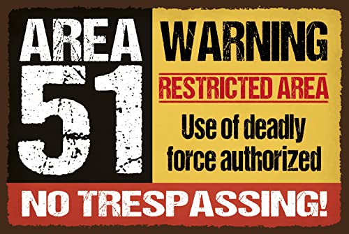 Ontrada Blechschild 20x30cm gewölbt Area 51 Warning restrictes Area Deko Geschenk Schild von Ontrada