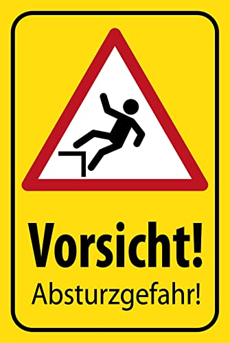 Ontrada Blechschild 30x40cm gewölbt Hinweis Vorsicht Abstürzgefahr Deko Geschenk Schild von Ontrada