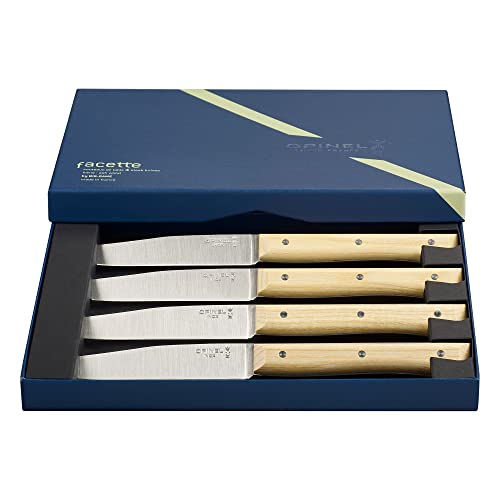 Opinel Facette Olive Tafelmesser-Set, 4-teilig aus rostfreiem MA5 Stahl, 254646 von Opinel