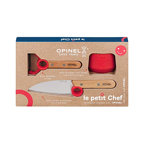 Opinel Le petit Chef - Kinder Kochmesser Set - 3 teilig - Kochmesser - Fingerschutz - Sparschäler - rostfrei von Opinel