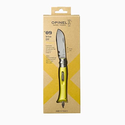 Opinel N° 09 Messerwerkzeug aus Glasfaserverstärkten Polyamiden und Edelstahl in der Farbe Gelb mit einer Klingenlänge von 8cm, 2543289 von Opinel