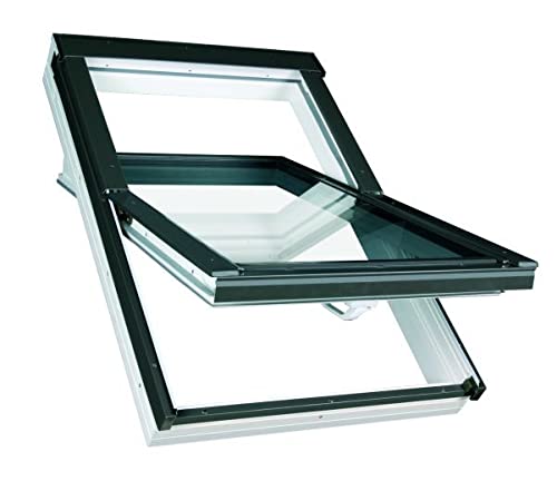 Kunststoff Dachfenster 55x98 cm OptiLight PVC THERMO mit 2-fach Verglasung, Lüftungsblende und Eindeckrahmen für Ziegel | Schwingfenster von FAKRO Gruppe von Optilight