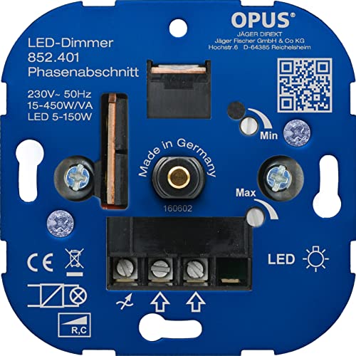 OPUS® Dreh-Dimmer für LED- und Energiesparlampen Ausführung Phasenanschnitt, Watt 7-110 VA/LED 3-35 W von Opus