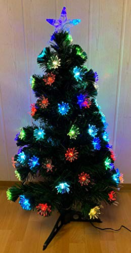 Oramics 60cm Mini Weihnachtsbaum mit LED Beleuchtung - Künstlicher Kleiner Tannenbaum mit 3-Bein Ständer X Mas Weihnachten - Stern als Baumspitze für Zuhause, Schule, Arbeit und Büro (Grün, Blumen) von Oramics