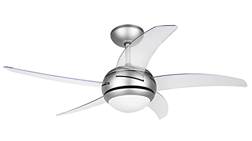 Orbegozo CP 54132 - Deckenventilator mit Fernbedienung, drei Geschwindigkeiten, fünf Blätter, leise, 112 cm Durchmesser, 55 W Leistung, Grau und transparent von Orbegozo