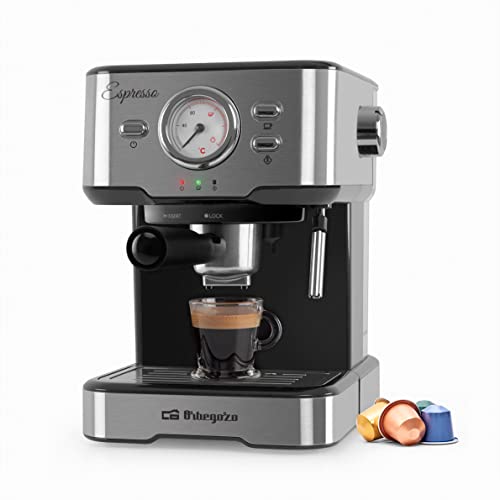 Orbegozo EX 5500 - Kaffeemaschine für Espresso und Cappuccino, 20 bar Druck, Thermometer, herausnehmbarer Behälter von 1,5 Liter, Dampfsprüher, 1100 W, mehrfarbig von Orbegozo