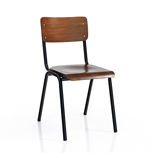 Oresteluchetta Murphy Dark Wood Set mit 4 Stühlen, Legierter Stahl Holzwerkstoff, walnuss, cm. H.80 x L.44 x P.57 von Oresteluchetta