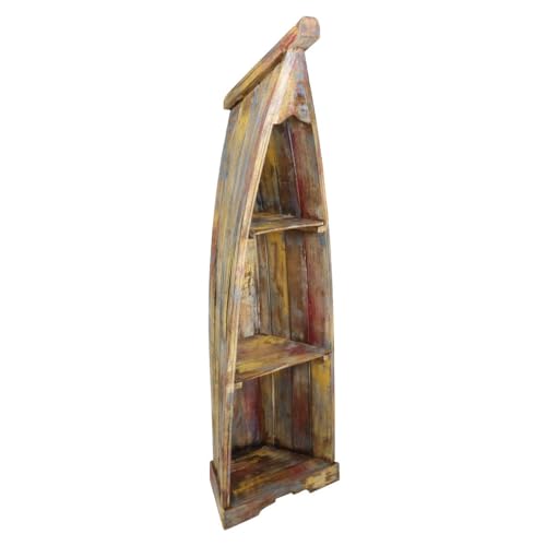 Oriental Galerie Badregal Bootsregal mit Steg Boot Regal Standregal Aufbewahrung Badezimmer ca.148 cm Albesia Holz Multicolor Mittel von Oriental Galerie