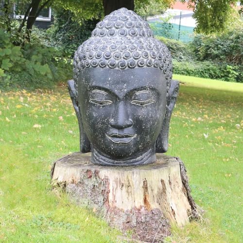 Oriental Galerie Buddha Kopf Head Figur Gartenfigur Steinfigur Lavastein Skulptur Bali Garten 55 cm von Oriental Galerie