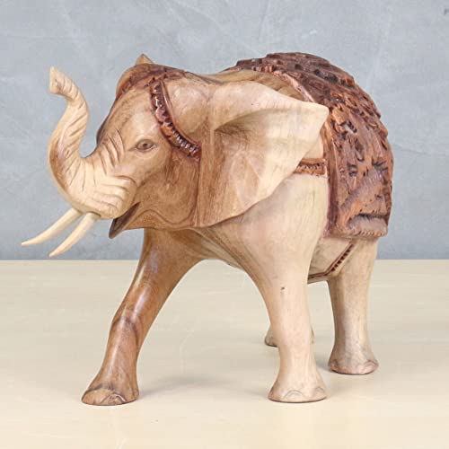 Oriental Galerie Figur Elefanten Holz Stulptur Deko Tierfigur Afrika Handarbeit Schnitzerei Dekoration Massiv Natur von Oriental Galerie