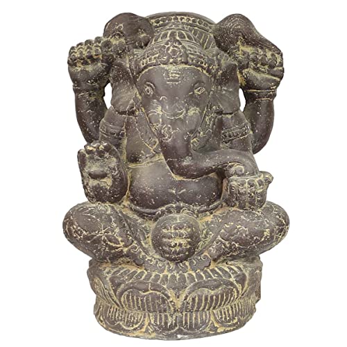 Oriental Galerie Ganesha Hinduismus Buddhismus Gott Götterbote Ganapati Geschenk Stein Lavastein Grau 40 cm von Oriental Galerie