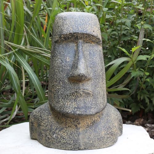 Oriental Galerie Osterinsel Moai Kopf Stein Steinfigur Gartenfigur Lavastein Figur Statue Steinguss Frostsicher für innen und außen 30 cm von Oriental Galerie