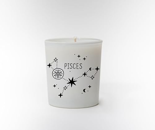 Original Soy Wax Zodiac Duftkerze Tierkreiszeichen: Fische - aus 100% veganem Sojawachs - Aromatherapie Weiße Kerzen - Sternzeichen Duftkerzen im Glas - Duft: Bamboo von Original Soy Wax