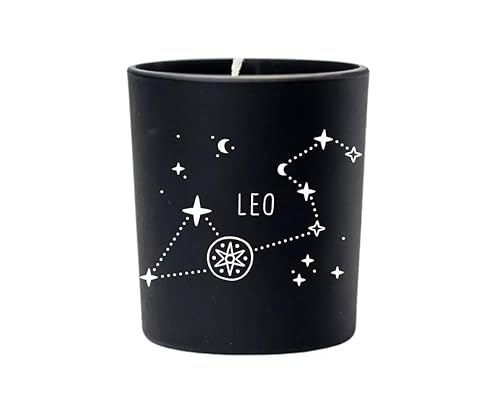 Original Soy Wax Zodiac Duftkerze Tierkreiszeichen: Löwe - aus 100% veganem Sojawachs - Aromatherapie Schwarze Kerzen - Sternzeichen Duftkerzen im Glas - Duft: Mango von Original Soy Wax