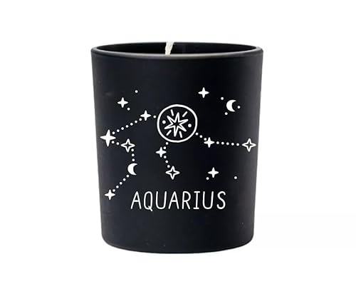 Original Soy Wax Zodiac Duftkerze Tierkreiszeichen: Wassermann - aus 100% veganem Sojawachs - Aromatherapie Schwarze Kerzen - Sternzeichen Duftkerzen im Glas - Duft: Bratapfelkuchen von Original Soy Wax