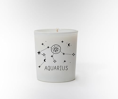 Original Soy Wax Zodiac Duftkerze Tierkreiszeichen: Wassermann - aus 100% veganem Sojawachs - Aromatherapie Weiße Kerzen - Sternzeichen Duftkerzen im Glas - Duft: Bratapfelkuchen von Original Soy Wax