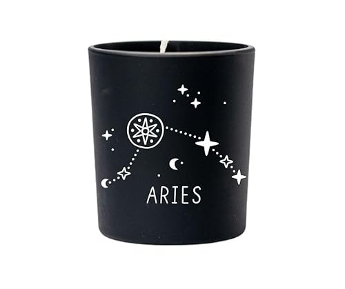 Original Soy Wax Zodiac Duftkerze Tierkreiszeichen: Widder - aus 100% veganem Sojawachs - Aromatherapie Schwarze Kerzen - Sternzeichen Duftkerzen im Glas - Duft: Sandelholz von Original Soy Wax