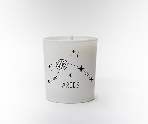 Original Soy Wax Zodiac Duftkerze Tierkreiszeichen: Widder - aus 100% veganem Sojawachs - Aromatherapie Weiße Kerzen - Sternzeichen Duftkerzen im Glas - Duft: Sandelholz von Original Soy Wax