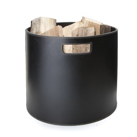 Edler Holzkorb Korb für Brennholz Kamin Ofen Wollkorb Zeitungsständer schwarz von Orskov